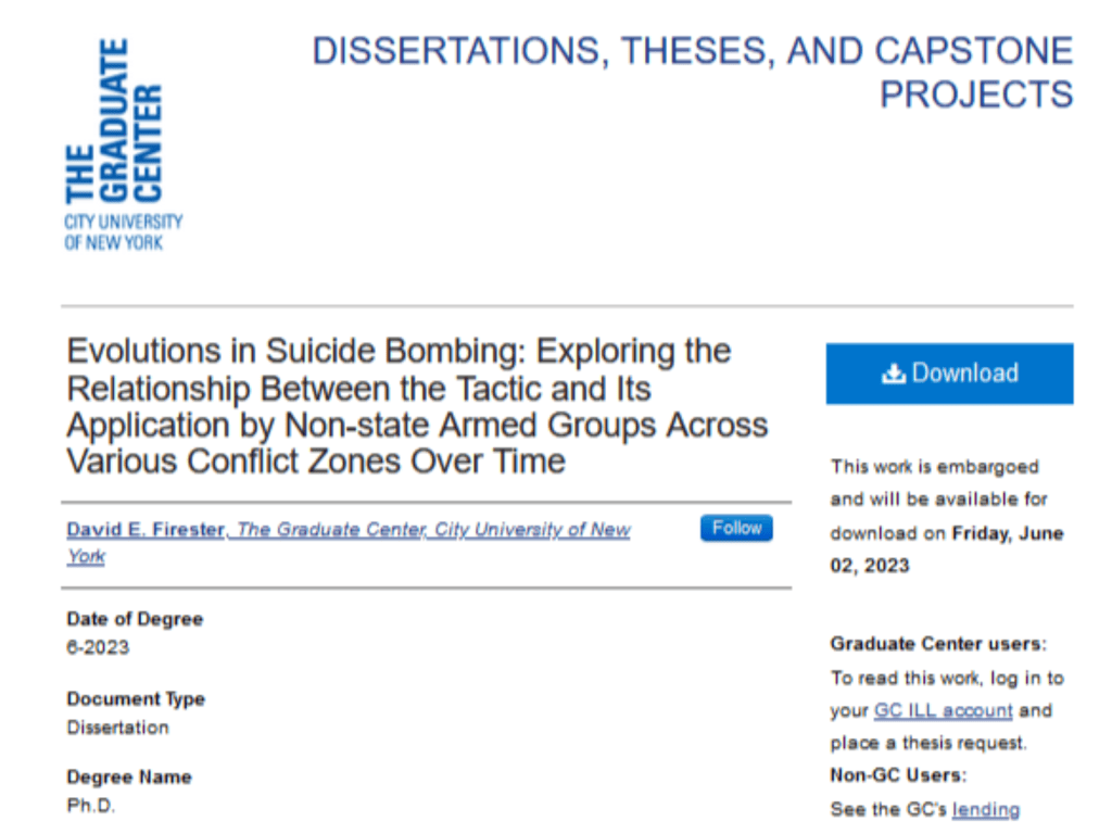 Evolutions in Suicide Bombing: Exploring the Relationship between the Tactic and Its Application by Non-State Armed Groups Across Various Conflict Zones Over&nbsp;Time